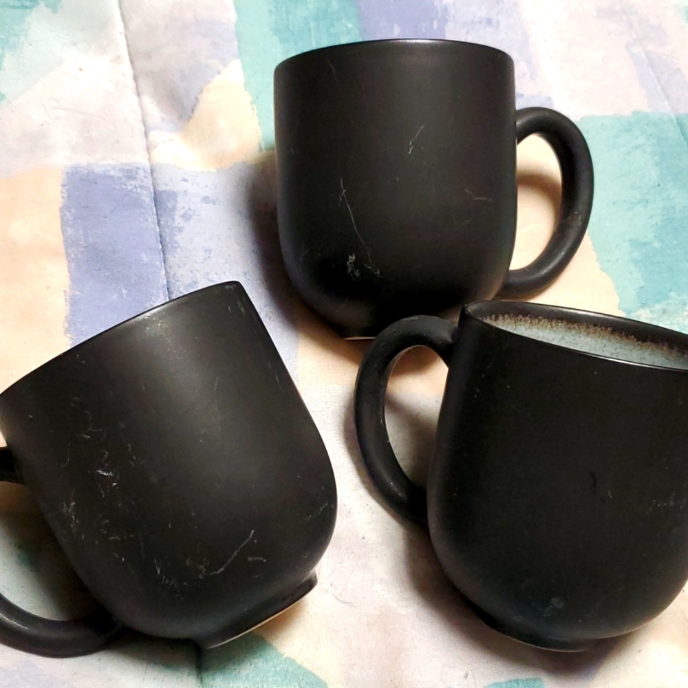 Set of three black Jars made in France mugs